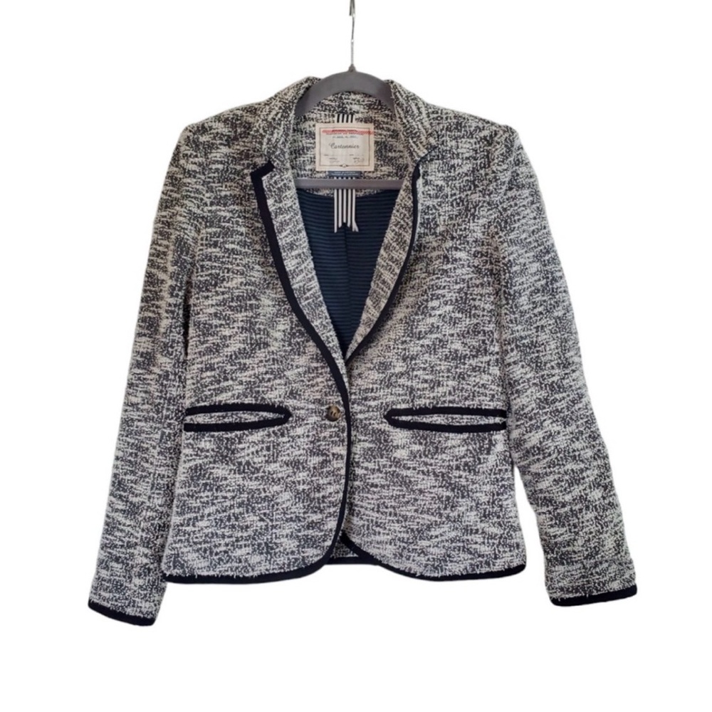Cartonnier Black and White Tweed Blazer Jacket